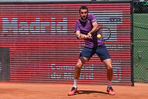 April 10, 2025, Madrid, Madrid, Spain: MARIN CILIC (CRO) playing the round of 8 match of the Grand Prix by Mercedes-Benz Open Comunidad de Madrid, at the Club de Campo Villa de Madrid on April 9, 2025. Madrid Spain - ZUMAc312 20250410_zsp_c312_102 Copyright: xOscarxManuelxSanchezx