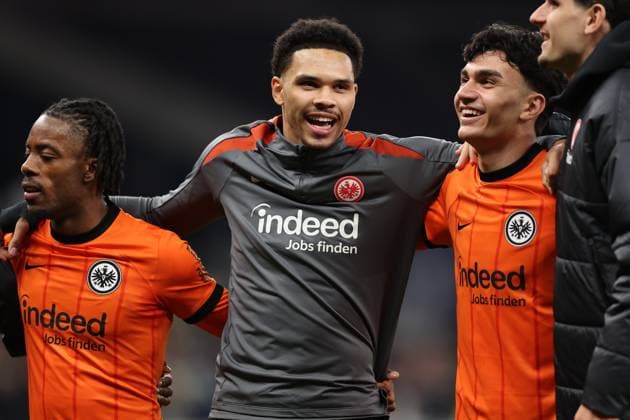 10 04 2025, Football UEFA Europa League quarter-final first leg, Tottenham Hotspur Eintracht Frankfurt, emonline, emspor, v l , Pharell Nnamdi Collins Eintracht Frankfurt DFL DFB REGULATIONS PROHIBIT ANY USE OF PHOTOGRAPHS AS IMAGE SEQUENCES AND OR QUASI VIDEO xdcx Copyright: HMBxMedia Claus