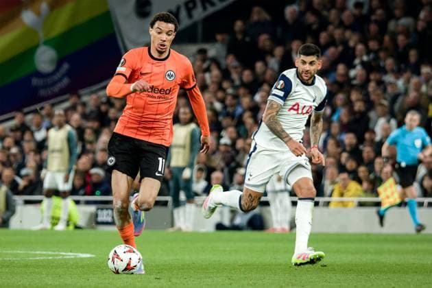 London, England, April 11 2025: Hugo Ekitike (11 Eintracht Frankfurt) in action during the UEFA Europa League game between Tottenham Hotspur and Eintracht Frankfurt at Tottenham Hotspur Stadium in London, England. (Pedro Porru SPP) Copyright: xPedroxPorrux xSPPx spp-en-PePoSp-4F8A3135_DxO