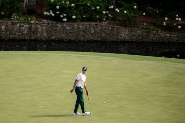250410 Ludvig Aberg of Sweden on the 11th green during the first round of the 2025 Masters Golf Tournament on April 10, 2025 in Augusta Photo Petter Arvidson BILDBYRAN kod PA PA1007 bbeng golf masters the masters augusta us masters sverige  Copyright: PETTERxARVIDSON BB250410PA193