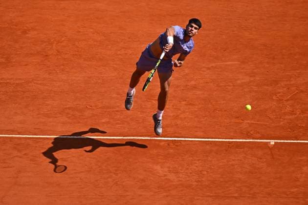 Monaco Rolex Masters - Monte Carlo Carlos Alcaraz (ESP) during his third round at the Monaco Tennis Rolex Masters in Monte Carlo, on April, 10, 2025. Photo by Corinne Dubreuil ABACAPRESS.COM Monaco Monaco  Copyright: xDubreuilxCorinne ABACAx