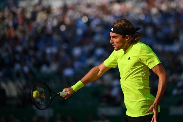 Monaco Rolex Masters - Monte Carlo Stefanos Tsitsipas (GRE) during his third round at the Monaco Tennis Rolex Masters in Monte Carlo, on April, 10, 2025. Photo by Corinne Dubreuil ABACAPRESS.COM Monaco Monaco  Copyright: xDubreuilxCorinne ABACAx