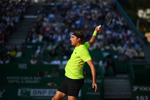 Monaco Rolex Masters - Monte Carlo Stefanos Tsitsipas (GRE) during his third round at the Monaco Tennis Rolex Masters in Monte Carlo, on April, 10, 2025. Photo by Corinne Dubreuil ABACAPRESS.COM Monaco Monaco  Copyright: xDubreuilxCorinne ABACAx