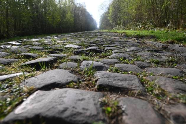 Paris Roubaix 2025 Training Session Roubaix, France - April 11 : illustration picture ofcobblestones pictured during a training session prior to the 122nd edition of Paris Roubaix an UCI World Tour cycling race for Men Elite of 259,7 kms with start in Compiegne and finish at the Velodrome Andre-Petrieux in Roubaix on April 11, 2025 in Roubaix, France, 11 04 2025 ( Motordriver Guy De Vuyst - Roubaix France  Copyright: xVincentxKalutx