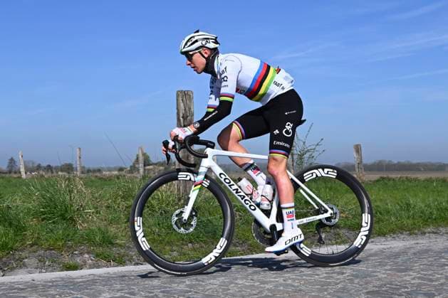 Paris Roubaix 2025 Training Session Roubaix, France - April 11 : Pogacar Tadej (SLO) of UAE Team Emirates - XRG pictured during a training session prior to the 122nd edition of Paris Roubaix an UCI World Tour cycling race for Men Elite of 259,7 kms with start in Compiegne and finish at the Velodrome Andre-Petrieux in Roubaix on April 11, 2025 in Roubaix, France, 11 04 2025 ( Motordriver Guy De Vuyst - Roubaix France  Copyright: xVincentxKalutx