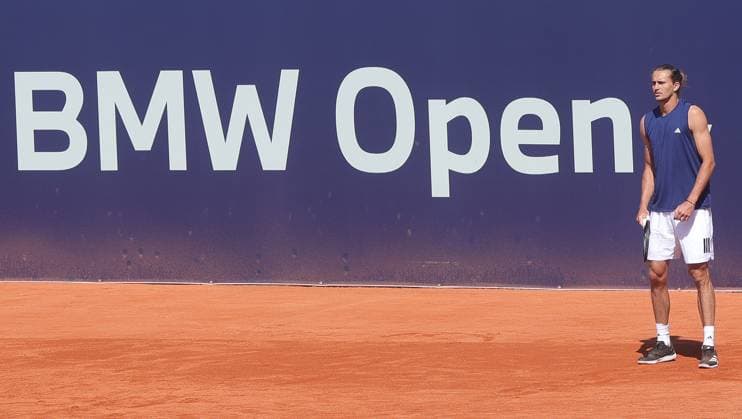 11 04 2025, BMW Open, MTTC Iphitos Presentation, Munich, Sport,Tennis, in the picture Alexander Zverev trains