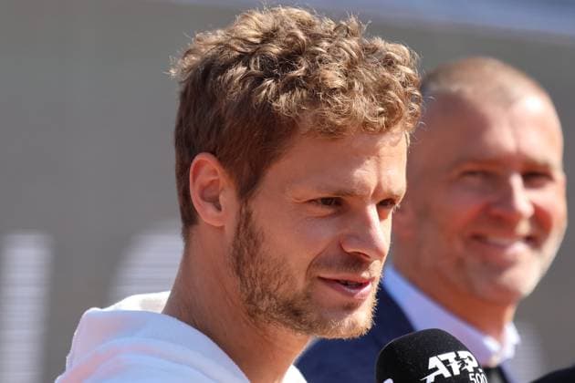 Yannick Hanfmann DEU and Christian Ach, Head of BMW Germany, press conference on the new Center Court, Tennis BMW Open by Bitpanda ATP 500 Munich Kick-off PK 11 04 2025 PHOTO Mladen Lackovic LakoPress