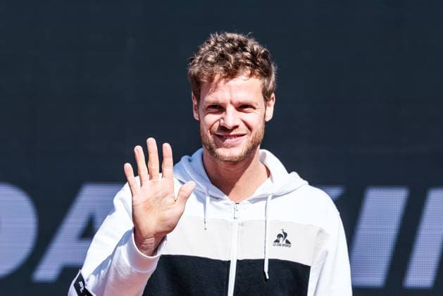 BMW Open Munich ATP 500 Opening Press Conference 11 04 2025 Yannick Hanfmann Germany waves BMW Open by Bitpanda Munich ATP 500 Opening Press Conference, Munich, MTTC Iphitos on 11 04 2025 Copyright: xBEAUTIFULxSPORTS Wunderlx
