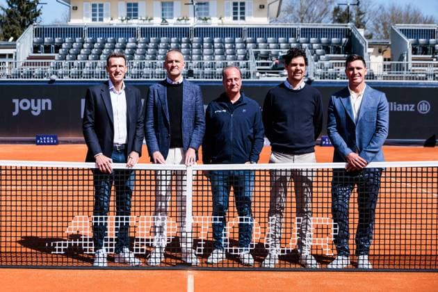 BMW Open Munich ATP 500 Opening Press Conference 11 04 2025 Group photo Patrik Kühnen, Tournament Director BMW Open by Bitpanda, Christian Ach, Head of BMW Germany, Christian Okon, Organizer MMP Event, Dr Fabian Tross, Chairman MTTC Iphitos and Mischa Zverev, Tournament Director Allianz Para Trophy BMW Open by Bitpanda Munich ATP 500 Opening Press Conference, Munich, MTTC Iphitos on 11 04 2025 Copyright: xBEAUTIFULxSPORTS Wunderlx