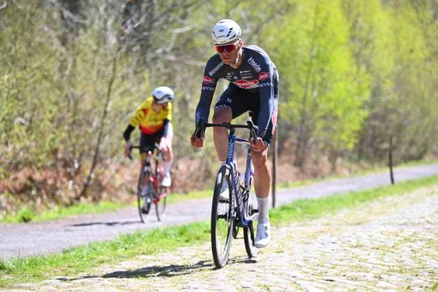 Paris Roubaix 2025 Training Session Roubaix, France - April 11 : Price Pejtersen Johan (DEN) of Alpecin-Deceuninck pictured during a training session prior to the 122nd edition of Paris Roubaix an UCI World Tour cycling race for Men Elite of 259,7 kms with start in Compiegne and finish at the Velodrome Andre-Petrieux in Roubaix on April 11, 2025 in Roubaix, France, 11 04 2025 ( Motordriver Guy De Vuyst - Roubaix France  Copyright: xVincentxKalutx