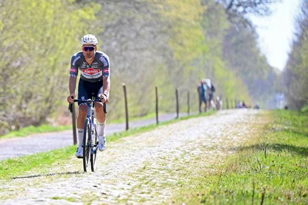 Paris Roubaix 2025 Training Session Roubaix, France - April 11 : Rickaert Jonas (BEL) of Alpecin-Deceuninck pictured during a training session prior to the 122nd edition of Paris Roubaix an UCI World Tour cycling race for Men Elite of 259,7 kms with start in Compiegne and finish at the Velodrome Andre-Petrieux in Roubaix on April 11, 2025 in Roubaix, France, 11 04 2025 ( Motordriver Guy De Vuyst - Roubaix France  Copyright: xVincentxKalutx
