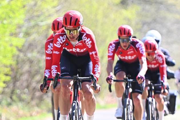 Paris Roubaix 2025 Training Session Roubaix, France - April 11 : riders of Lotto pictured during a training session prior to the 122nd edition of Paris Roubaix an UCI World Tour cycling race for Men Elite of 259,7 kms with start in Compiegne and finish at the Velodrome Andre-Petrieux in Roubaix on April 11, 2025 in Roubaix, France, 11 04 2025 ( Motordriver Guy De Vuyst - Roubaix France  Copyright: xVincentxKalutx