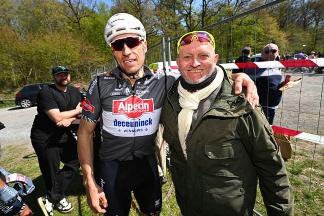 Paris Roubaix 2025 Training Session Roubaix, France - April 11 : Jorg Ludewig, Sportmarketing Alpeicn and Guy De Vuyst pictured during a training session prior to the 122nd edition of Paris Roubaix an UCI World Tour cycling race for Men Elite of 259,7 kms with start in Compiegne and finish at the Velodrome Andre-Petrieux in Roubaix on April 11, 2025 in Roubaix, France, 11 04 2025 ( Motordriver Guy De Vuyst - Roubaix France  Copyright: xVincentxKalutx