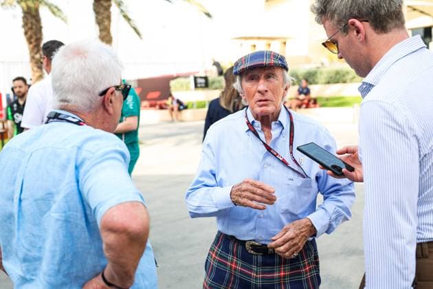 F1 - BAHRAIN GRAND PRIX 2025 STEWART Jackie, former F1 driver, with BLASH Michael Herbie, Permanent Senior Advisor to the FIA Race Directors, portrait, during the Formula 1 Gulf Bahrain Grand Prix 2025, 4th round of the 2025 FIA Formula One World Championship, WM, Weltmeisterschaft from April 11 to 13, 2025 on the Bahrain International Circuit, in Sakhir, Bahrain - SakhirBahrain Copyright: xFLORENTxGOODENx