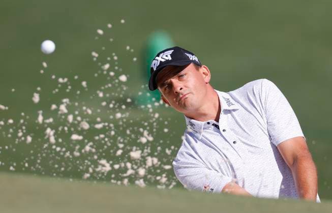 Christiaan Bezuidenhout of South Africa hits out of a bunker on the seventh hole during round two of the 2025 Masters golf tournament at Augusta National Golf Club in Augusta, Georgia, on Friday, April 11, 2025.  AUG20250411512 TANNENxMAURY