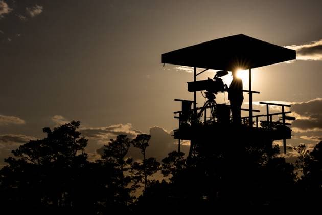 250411 General view of a TV tower during the second round of the 2025 Masters Golf Tournament on April 11, 2025 in Augusta Photo Petter Arvidson BILDBYRAN kod PA PA1008 bbeng golf masters the masters augusta us masters genre tv tv fotograf kameraman  Copyright: PETTERxARVIDSON BB250411PA161