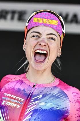 Italian Chiara Consonni pictured before pictured at the start of the women s race of the Paris-Roubaix one day cycling race, 148,5 km from Denain to Roubaix, France, on Saturday 12 April 2025. JASPERxJACOBS  x120609173x