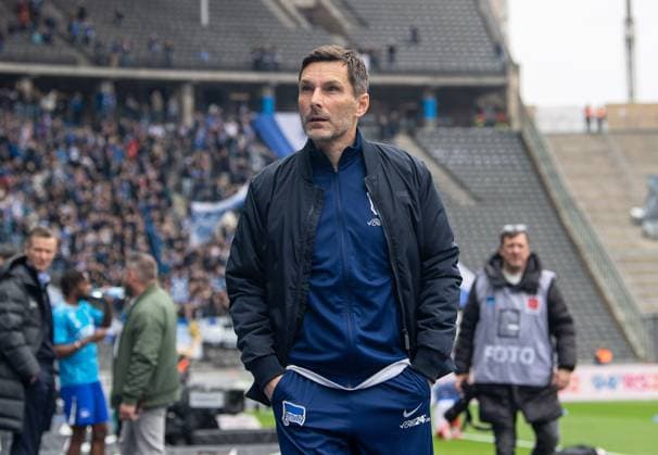 Soccer, Men, Season 2024 2025, 2 Bundesliga 29 Matchday , Hertha BSC SV Darmstadt 98, Coach Stefan Leitl Hertha BSC , 12 04 2025, Copyright: xSebastianxRäppold MatthiasxKochx