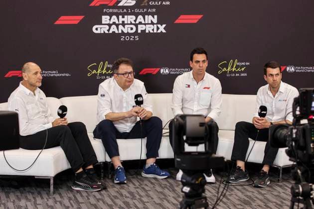 F1 - BAHRAIN GRAND PRIX 2025 TOMBAZIS Nikolas, FIA Single-Seater Director, portrait MICHEL Bruno CEO F2 & F3 during the Formula 1 Gulf Bahrain Grand Prix 2025, 4th round of the 2025 FIA Formula One World Championship, WM, Weltmeisterschaft from April 11 to 13, 2025 on the Bahrain International Circuit, in Sakhir, Bahrain - SakhirBahrain  Copyright: xXavixBonillax