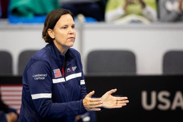 Captain of Team USA Lindsay Davenport during the qualifying group C tennis match of the Billie Jean King Cup 2025 against Denmark tournament in Bratislava, Slovakia, April 12, 2025. Photo by Branislav Racko Copyright: xx 080A0712