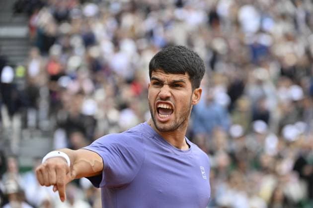 TENNIS : Rolex Monte Carlo Masters 2025 - 1 2 Demi - Masters 1000 ATP, Tennis Herren - Monaco - 12 04 2025 Carlos Alcaraz (ESP) Monaco  Copyright: xChryslenexCaillaudx xMCCCx