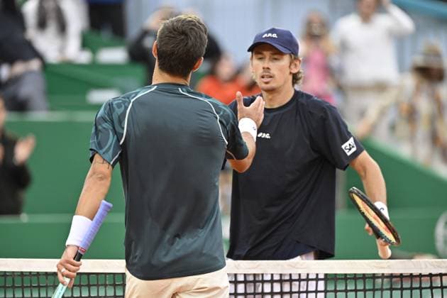TENNIS : Rolex Monte Carlo Masters 2025 - 1 2 Demi - Masters 1000 ATP, Tennis Herren - Monaco - 12 04 2025 Lorenzo Musetti (ITA) et Alex de Minaur (AUS) Monaco  Copyright: xChryslenexCaillaudx xMCCCx