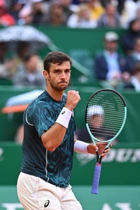 Rolex Masters - Lorenzo Musetti v Alex de Minaur Lorenzo Musetti (ITA) during his semi final match at the Monaco Rolex Masters in Monte Carlo, Monaco on April 12, 2025. Photo by Corinne Dubreuil ABACAPRESS.COM Monaco Monaco  Copyright: xDubreuilxCorinne ABACAx