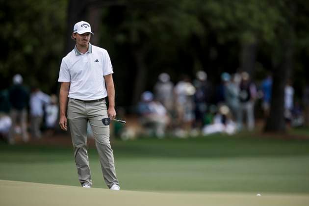 250412 Rasmus Hojgaard of Denmark during the third round of the 2025 Masters Golf Tournament on April 12, 2025 in Augusta Photo Petter Arvidson BILDBYRAN kod PA PA1009 bbeng golf masters the masters augusta us masters  Copyright: PETTERxARVIDSON BB250412PA025