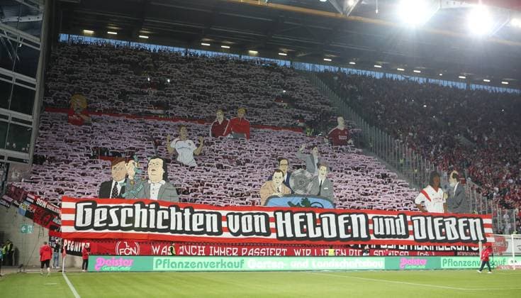 12 04 2025 Soccer Season 2024 2025 2 Soccer Bundesliga 29 Matchday 1 FC Kaiserslautern FCK Lautern Roten Teufel 1 FC Nürnberg FCN Club Sportfoto Zink DaMa xdaxmax DFL regulations prohibit any use of photographs as image sequences and or quasi video only for editorial use Symbolbild Symbol photo Feature Impression Choreography of Clubfan Clubfans FCN Fans Fans before the start of the match