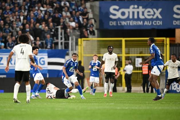 RC Strasbourg Alsace v OGC Nice - Ligue 1 McDonald s 2024 2025 08 Andrey SANTOS (rcsa) during the Ligue 1 McDonald s match between Strasbourg and Nice at Stade de la Meinau on April 12, 2025 in Strasbourg, France. Strasbourg France  Copyright: xFEPx 776305386