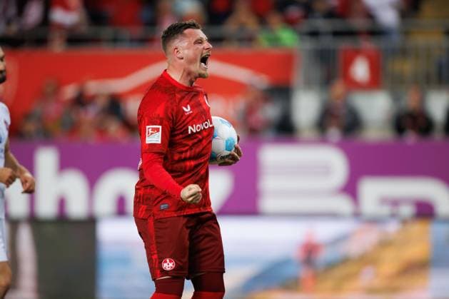 Marlon Ritter 1 FC Kaiserslautern celebrates the goal for 1 2, 1 FC Kaiserslautern vs 1 FC Nuernberg, Football, 2 Bundesliga, Season 2024 2025, Matchday 29, 12 04 2025 1 FC Kaiserslautern vs 1 FC Nuernberg, Football, 2 Bundesliga, Season 2024 2025, Matchday 29, 12 04 2025 Kaiserslautern Copyright: xEibner-Pressefoto AlexanderxNeisx EP_ANS