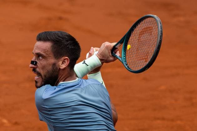 Damir Dzumhur of Bosnia during their match of day one of the Barcelona Open Banc Sabadell at Real Club De Tenis Barcelona, Spain (Judit Cartiel SPP) Copyright: xJuditxCartiel SPPx spp-en-JuCa-JUCA2970