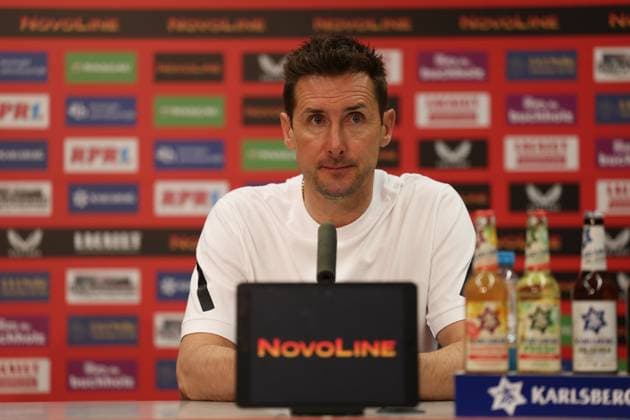 12 04 2025, xrekx, Fußball 2 Bundesliga, 1 FC Kaiserslautern 1 FC Nürnberg v l Pressekonferenz Miroslav Klose Trainer 1 FC Nuernberg DFL DFB REGULATIONS PROHIBIT ANY USE OF PHOTOGRAPHS as IMAGE SEQUENCES and or QUASI VIDEO Kaiserslautern