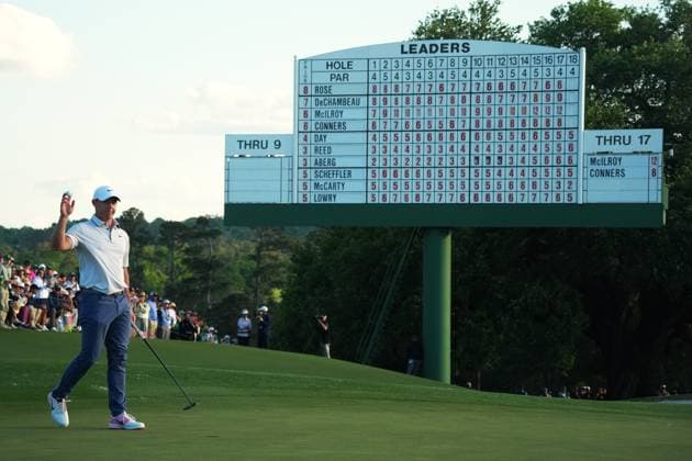 (250413) -- AUGUSTA, April 13, 2025 -- Rory McIlroy of Northern Ireland acknowledges the spectators after the round 3 of the 2025 Masters golf tournament at Augusta National Golf Club in Augusta, the United States, on April 12, 2025. ) (SP)U.S.-AUGUSTA-GOLF-2025 MASTERS-ROUND 3 WuxXiaoling 