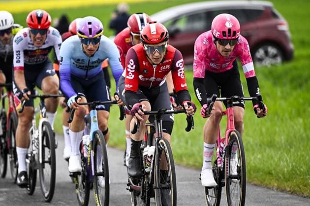 Belgian Jasper De Buyst of Lotto Cycling Team pictured in action during the men elite race of the Paris-Roubaix one day cycling race, 259,2 km from Compiegne to Roubaix, France, on Sunday 13 April 2025. JASPERxJACOBS  x120703080x