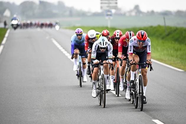 Irish Rory Townsend of Q36.5 Pro Cycling Team pictured in action during the men elite race of the Paris-Roubaix one day cycling race, 259,2 km from Compiegne to Roubaix, France, on Sunday 13 April 2025. JASPERxJACOBS  x120703724x