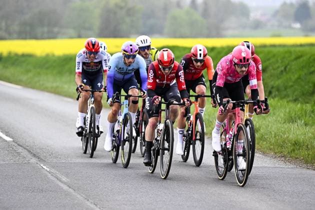 Belgian Jasper De Buyst of Lotto Cycling Team pictured in action during the men elite race of the Paris-Roubaix one day cycling race, 259,2 km from Compiegne to Roubaix, France, on Sunday 13 April 2025. JASPERxJACOBS  x120703790x