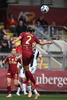 Moeka Minami of A.S. Roma Women during the playoff of the Serie A Championship Women between A.S. Roma vs Juventus Women 13 April 2025 at the Tre Fontane Stadium in Rome.  Copyright: xMassimilianoxCervera IPAxSportx xipa-agency.netx xx IPA_56452769 IPA_Agency_IPA56452769