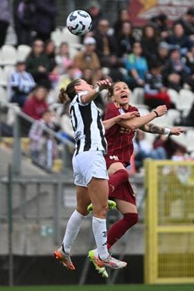 Elena Linari of A.S. Roma Women and Cristiana Girelli of Juventus F.C. Women during the playoff of the Serie A Championship Women between A.S. Roma vs Juventus Women 13 April 2025 at the Tre Fontane Stadium in Rome.  Copyright: xMassimilianoxCervera IPAxSportx xipa-agency.netx xx IPA_56453351 IPA_Agency_IPA56453351