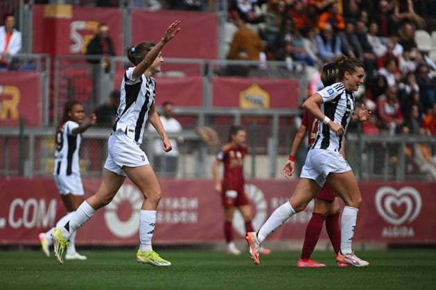 CALCIO - Serie A Femminile - AS Roma vs Juventus FC Asia Bragonzi of Juventus F.C. Women scored during the playoff of the Serie A Championship Women between A.S. Roma vs Juventus Women 13 April 2025 at the Tre Fontane Stadium in Rome. Rome Italy  Copyright: xIPAxSport ABACAx