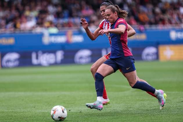 April 13, 2025, Sant Joan Despi, Barcelona, Spain: Ewa Pajor of FC Barcelona, Barca in action during the Spanish Women league, Liga F, football match played between FC Barcelona and Atletico de Madrid at Johan Cruyff Stadium on April 13, 2025 in Sant Joan Despi, Spain. Sant Joan Despi Spain - ZUMAa181 20250413_zaa_a181_098 Copyright: xJavierxBorregox