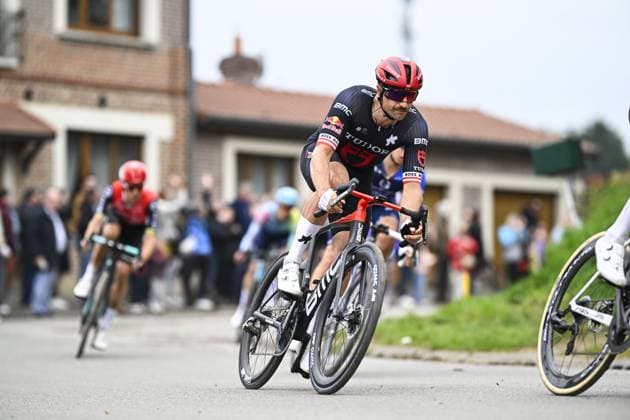 Austrian Marco Haller of Tudor Pro Cycling Team pictured in action during the men elite race of the Paris-Roubaix one day cycling race, 259,2 km from Compiegne to Roubaix, France, on Sunday 13 April 2025. JASPERxJACOBS  x120712649x