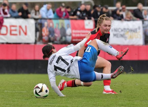 13 04 2025 Soccer Season 2024 2025 2 Women Soccer Bundesliga 21 Matchday 1 FC Nürnberg FCN Club Clubfrauen SC Sand Sportfoto Zink DaMa xdaxmax Rio Takizawa 17, SC Sand Madeleine Steck 28, 1 FC Nürnberg FCN