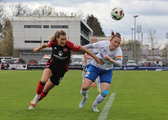 13 04 2025 Soccer Season 2024 2025 2 Women Soccer Bundesliga 21 Matchday 1 FC Nürnberg FCN Club Clubfrauen SC Sand Sportfoto Zink DaMa xdaxmax Medina Desic 10, 1 FC Nürnberg FCN Jenny Gaugigl 22, SC Sand