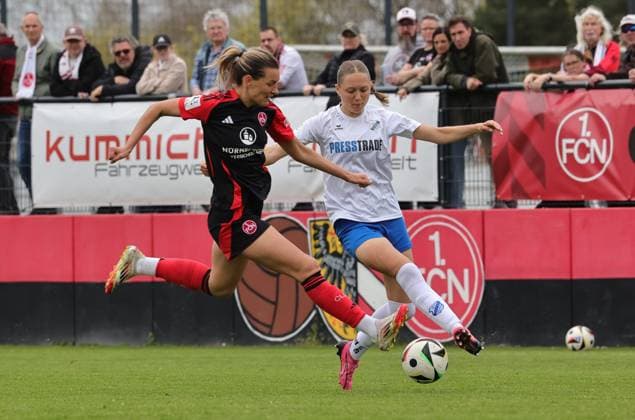 13 04 2025 Soccer Season 2024 2025 2 Women Soccer Bundesliga 21 Matchday 1 FC Nürnberg FCN Club Clubfrauen SC Sand Sportfoto Zink DaMa xdaxmax Medina Desic 10, 1 FC Nürnberg FCN Ronja Schaer 13, SC Sand
