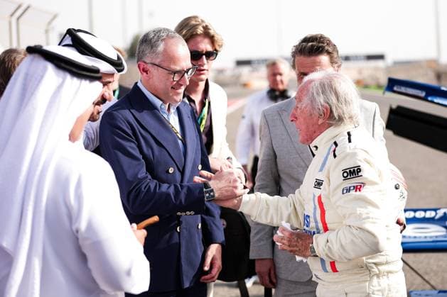 F1 - BAHRAIN GRAND PRIX 2025 DOMENICALI Stefano (ita), Chairman and CEO Formula One Group FOG, portrait Sir Jackie STEWART, BEN SULAYEM Mohammed (uae), President of the FIA, portrait during the Formula 1 Gulf Bahrain Grand Prix 2025, 4th round of the 2025 FIA Formula One World Championship, WM, Weltmeisterschaft from April 11 to 13, 2025 on the Bahrain International Circuit, in Sakhir, Bahrain - SakhirBahrain Copyright: xEricxAlonsox