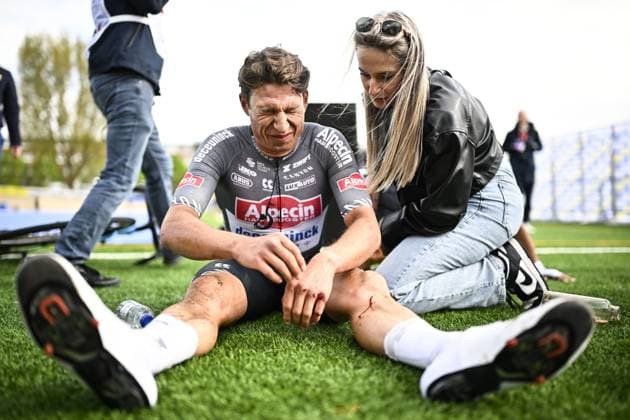 Belgian Jasper Philipsen of Alpecin-Deceuninck is pictured after the men elite race of the Paris-Roubaix one day cycling race, 259,2 km from Compiegne to Roubaix, France, on Sunday 13 April 2025. JASPERxJACOBS  x120725110x