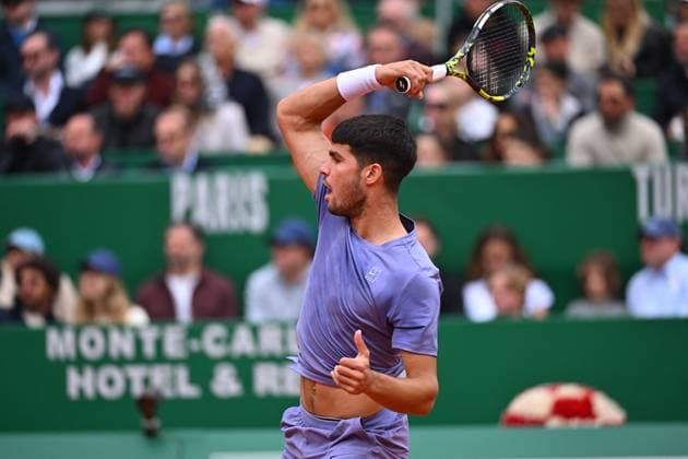 Carlos Alcaraz Wins Rolex Monte Carlo Tournament - Monaco Carlos Alcaraz (ESP) wins 1st place trophy during the Monte Carlo ATP, Tennis Herren Masters Series Tournament final tennis match at the Monte Carlo Country Club in Monte Carlo, Monaco on April 13, 2025. Photo by Corinne Dubreuil ATP Tour ABACAPRESS.COM Monaco Monte-Carlo Monaco  Copyright: xDubreuilxCorinne ABACAx