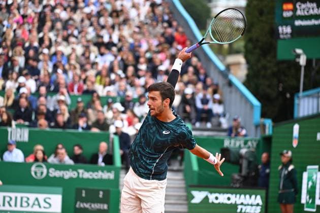 Carlos Alcaraz Wins Rolex Monte Carlo Tournament - Monaco Lorenzo Musetti (ITA) wins 2nd place trophy during the Monte Carlo ATP, Tennis Herren Masters Series Tournament final tennis match at the Monte Carlo Country Club in Monte Carlo, Monaco on April 13, 2025. Photo by Corinne Dubreuil ATP Tour ABACAPRESS.COM Monaco Monte-Carlo Monaco  Copyright: xDubreuilxCorinne ABACAx