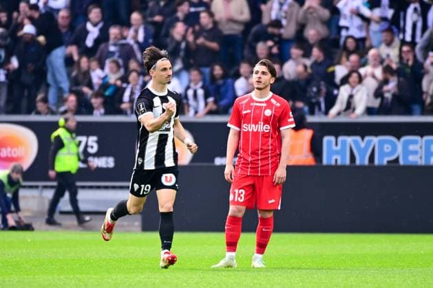 FOOTBALL : Angers vs Montpellier - Ligue 1 - 13 04 2025 Esteban LEPAUL ( 19 - Angers ) celebrates during the Ligue 1 match between Angers SCO and Montpellier HSC at Stade Raymond Kopa on April 13, 2025 in Angers, France. ( Photo by Dante Badano PsnewZ ) - AngersFrance  Copyright: xDantexBadanox